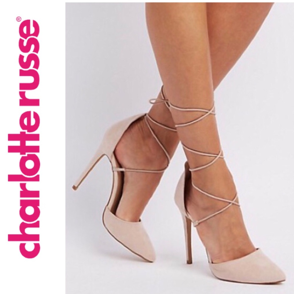 Charlotte Russe [Cognac] Ankle-tie Stillettos Strappy Lace Up Heels - Picture 4 of 9